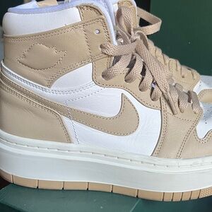 Nike Women's Tan and White High-Top Sneakers